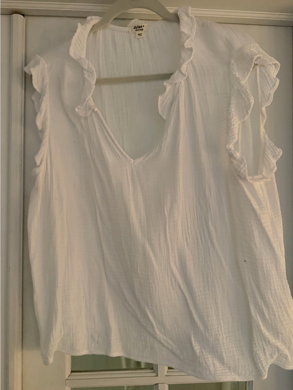 Dylan White Ruffle-Trim V-Neck Camisole Top
